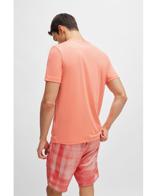 Boss Pink Performance-stretch T-shirt With Decorative Reflective Logo for men