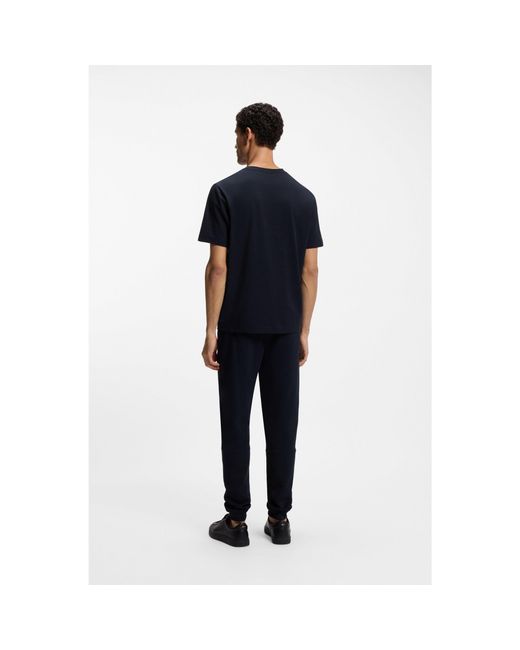 Boss Blue Relaxed-Fit T-Shirt With A Layered Logo Print for men