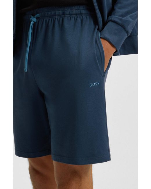 Boss Shorts Van Stretchkatoen Met Logostiksel in het Blue voor heren