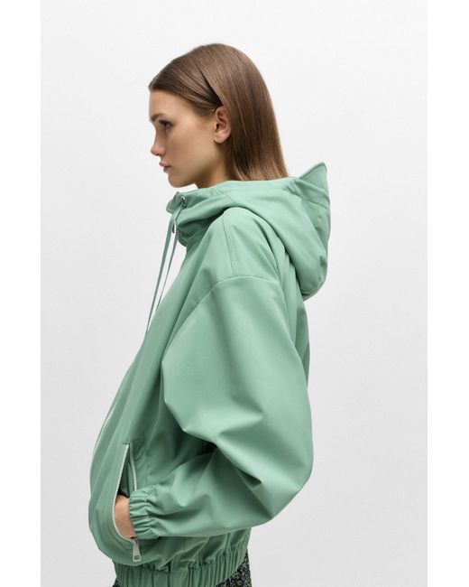 Boss Green Relaxed-fit Hooded Jacket In Water-repellent Stretch Fabric