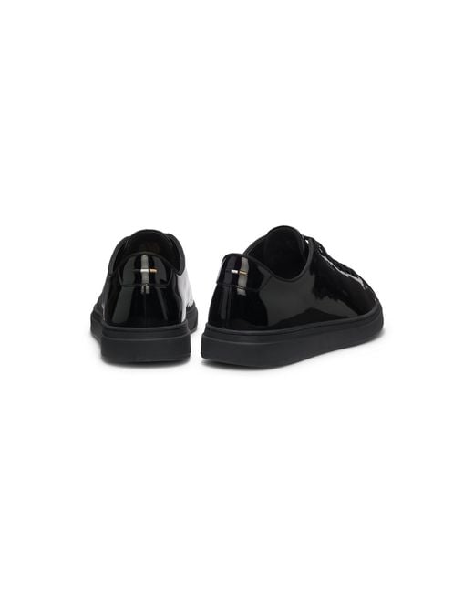 Boss Black Patent-Leather Trainers With A Clean, Modern Design for men