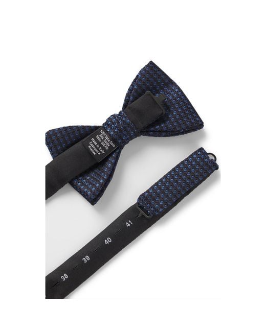 HUGO Blue Silk Bow Tie With Jacquard Pattern for men