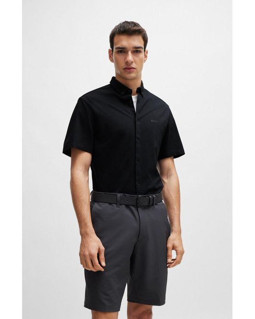 Boss Black Regular-fit Shirt In Cotton Piqué Jersey for men