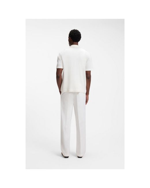 Boss White Colour-Blocked Cardigan With Wing Collar for men