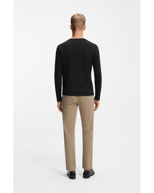 Boss T-Shirt Van Katoenen Jersey Met Logopatch in het Black voor heren