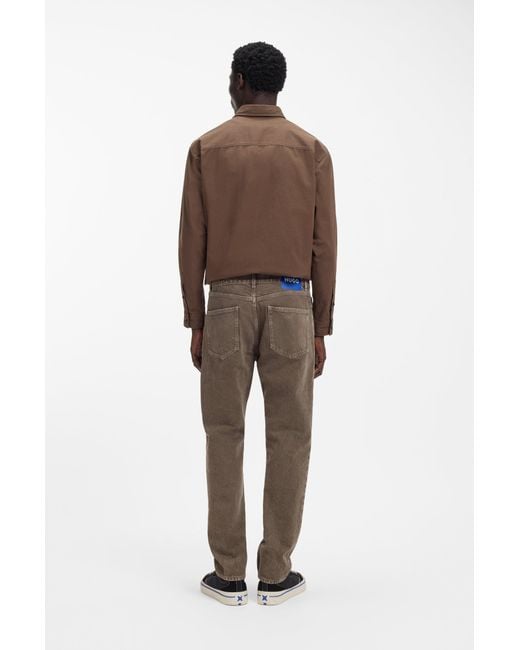 HUGO Regular-Fit Jeans Van Washed Denim in het Brown voor heren