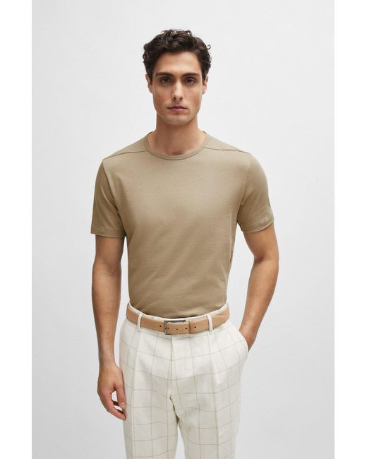 Boss Green Cotton-blend Regular-fit T-shirt With Ergonomic Seams for men