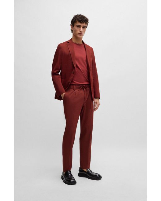Boss Red Relaxed-fit Trousers In A Linen Blend for men