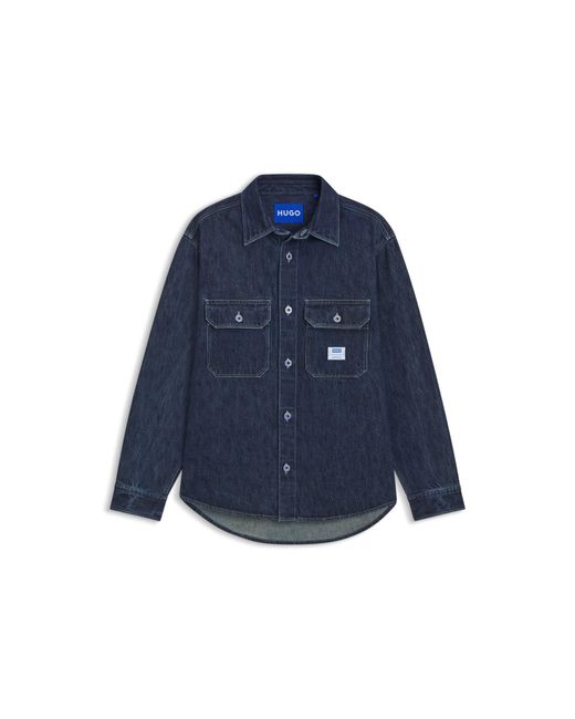 HUGO Blue Oversized-Fit Shirt for men