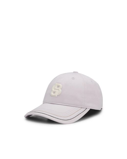 Boss White Equestrian Cotton Cap With Double B Monogram