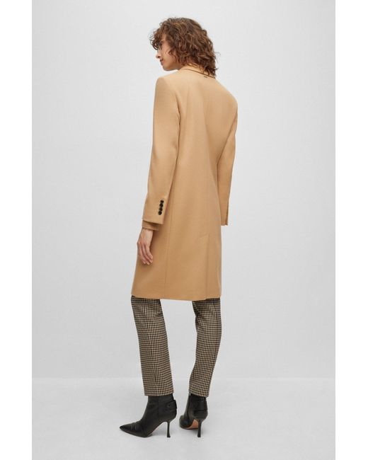 Boss Brown Slim-fit Coat In Virgin Wool And Cashmere