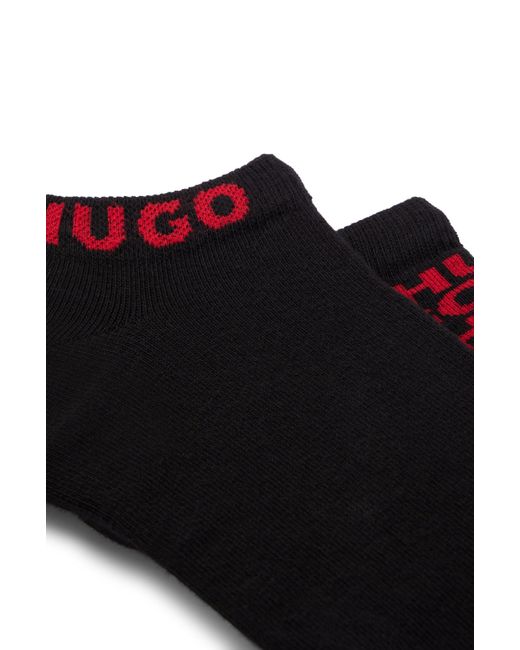 HUGO Zweier-Pack Sneakers-Socken aus Baumwoll-Mix mit Logos in Black für Herren