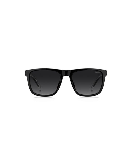 HUGO Black Matte- Sunglasses With Patterned Temples for men