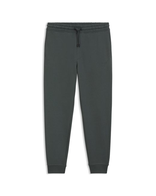 Boss Gray Cotton-Terry Tracksuit Bottoms With Logo Detail for men