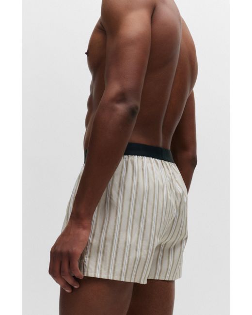 Boss Zweier-Pack Pyjama-Shorts aus Baumwolle mit Logo-Bund in Black für Herren