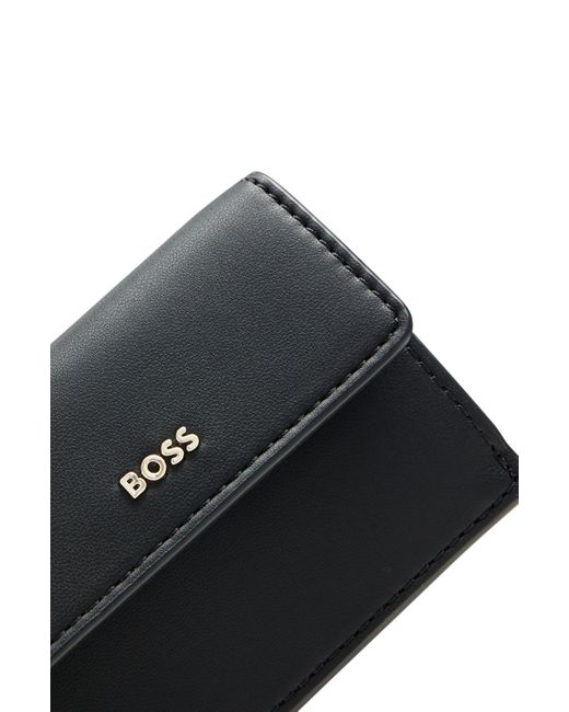 Porte-cartes en similicuir avec poche zippée pour la monnaie Boss en coloris Black