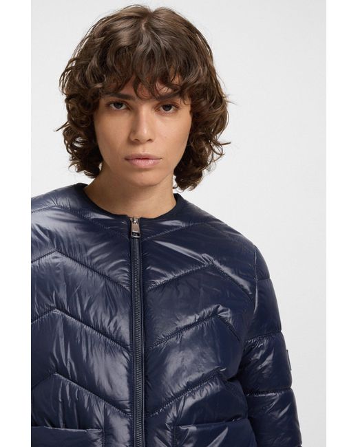 Boss Waterafstotende Jas Met Chevronstiksels in het Blue