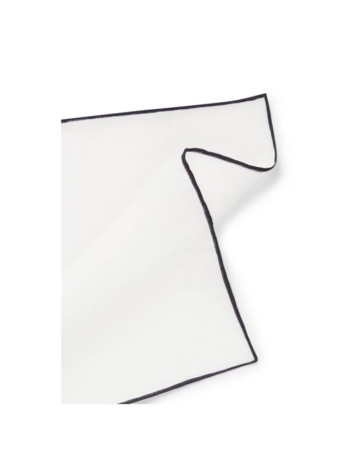 Boss White One Linen Pocket Square With Contrast Border for men