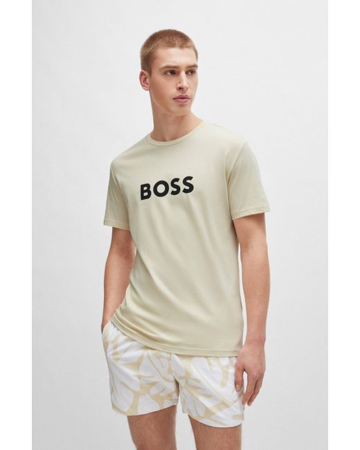 T-shirt Regular en jersey de coton avec protection anti-UV SPF 50+ Boss pour homme en coloris White