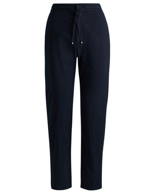 Pantalon en coton stretch avec taille à cordon de serrage Boss en coloris Blue