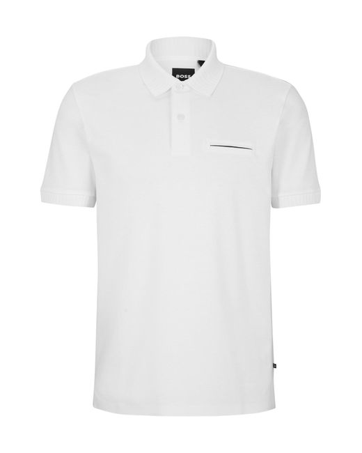 Boss White Polo Shirt With Moisture Management for men