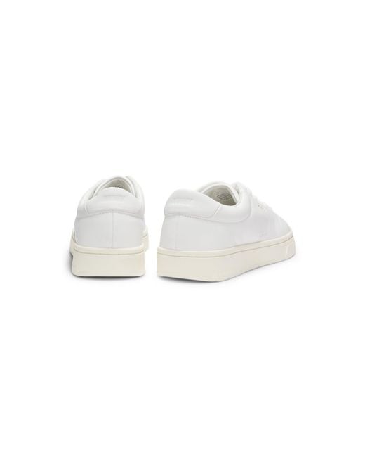 HUGO White Nappa-Leather Trainers With-Tone Logo for men