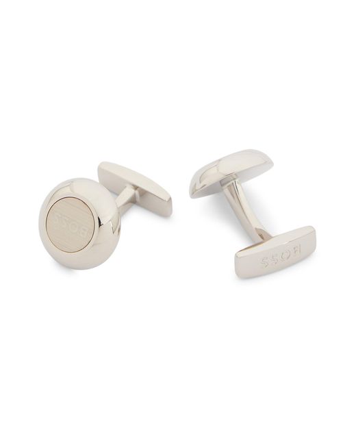 BOSS by HUGO BOSS Round Cufflinks With Brushed Logo And High-shine Finish  in White for Men | Lyst Canada