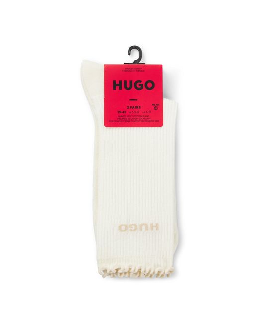 HUGO Black Two-Pack Of Regular-Length Socks With Lettuce Cuff