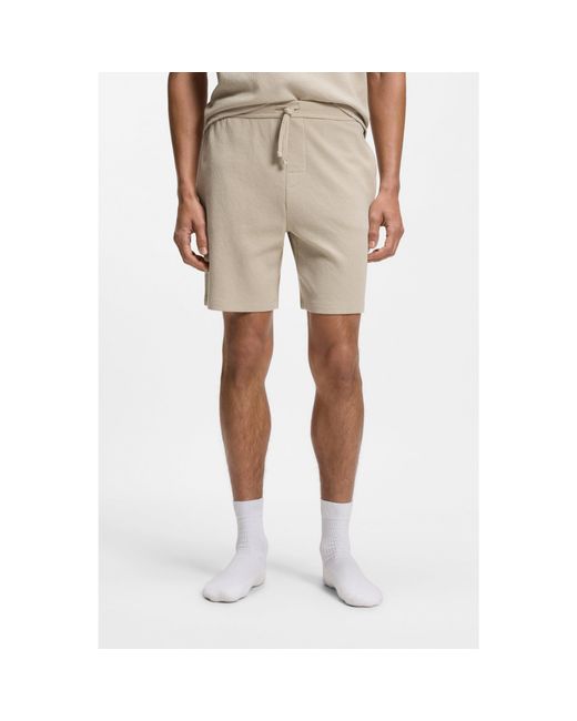 Boss Natural Cotton-Blend Pyjama Shorts With Embroidered Logo for men