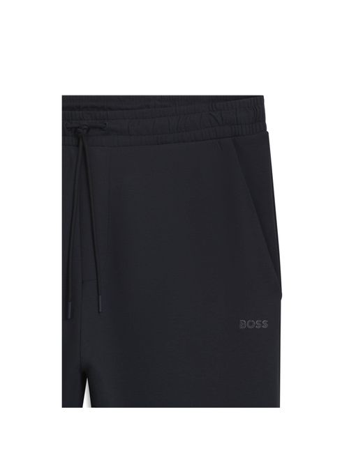 Boss Black Stretch-Cotton Tracksuit Bottoms With Logo Print for men