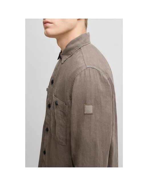 Boss Brown Oversized-Fit Shirt for men