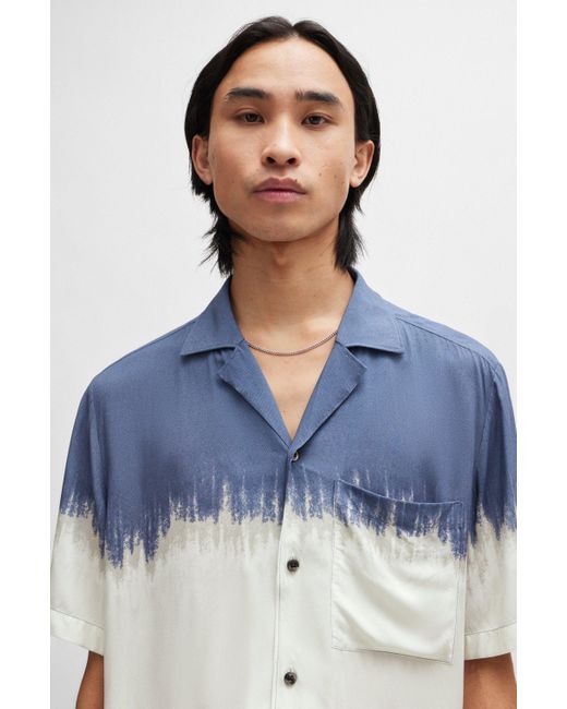 HUGO Relaxed-fit Overhemd Met Abstracte Print in het Blue voor heren