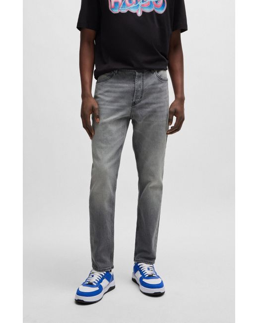 HUGO Tapered-fit Jeans Van Grijs Stretchdenim in het Gray voor heren