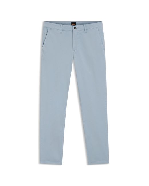 Boss Blue Tapered-Fit Trousers for men