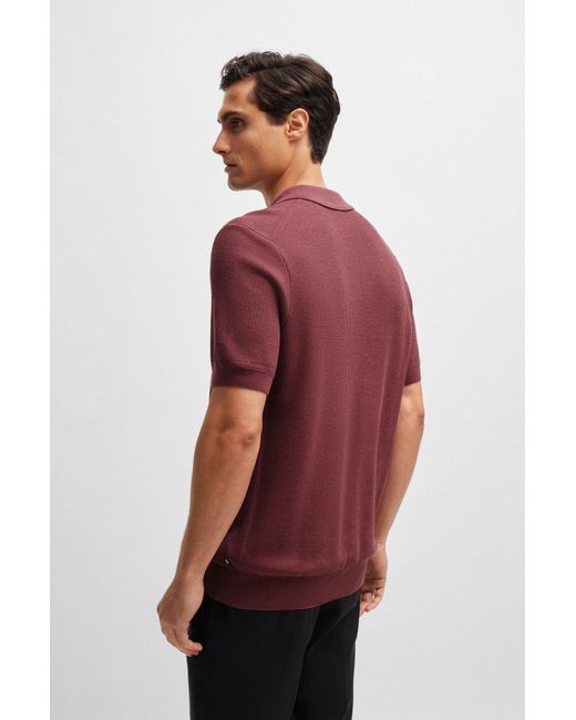 Boss Red Regular-fit Polo Sweater With Mixed Structures for men