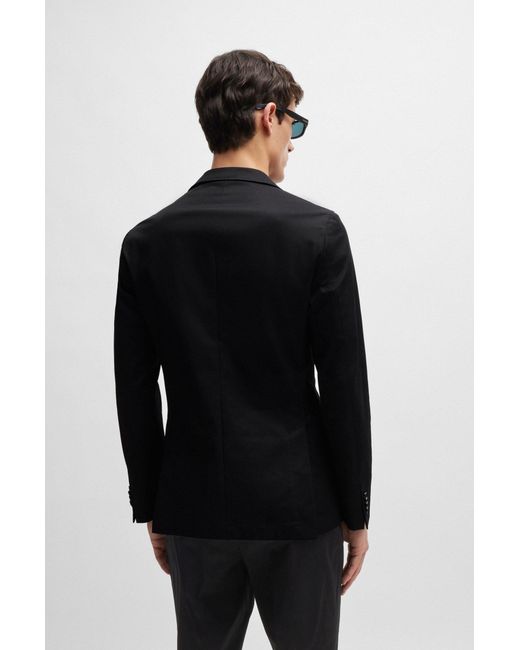 Boss Black Slim-fit Double-breasted Jacket In Stretch Cotton for men