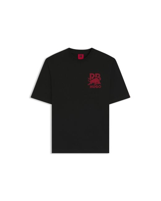 HUGO Black X Rb Relaxed-Fit T-Shirt With Bull Motif for men