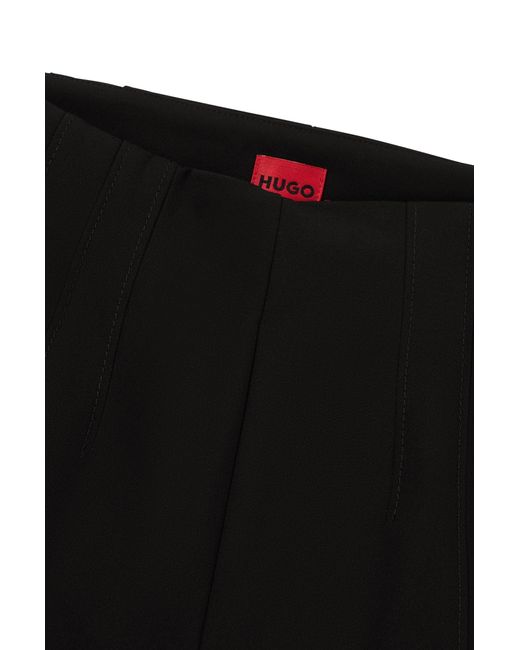 HUGO Black Slim-fit High-rise Trousers In Stretch Material