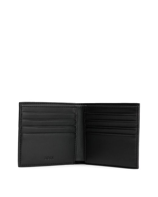 Boss Geldbörse aus Kunstleder mit Signature-Streifen und polierten Metalldetails in Black für Herren