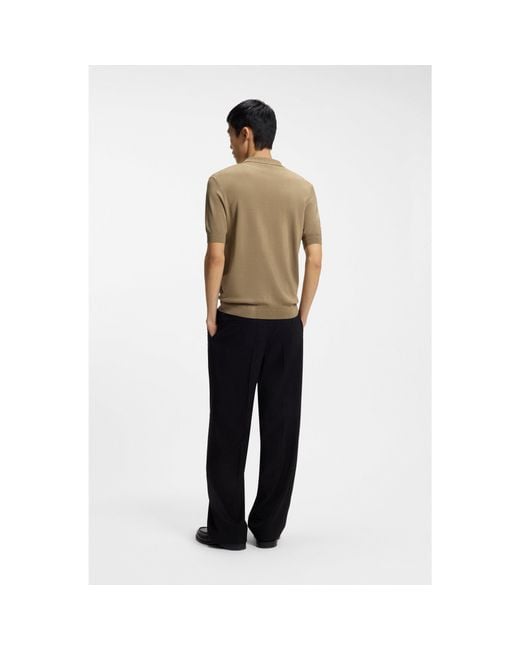 HUGO Natural Knit Polo With Zipped Neck for men