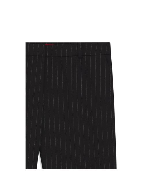 HUGO Black Regular-Fit Trousers With Sparkling Pinstripe