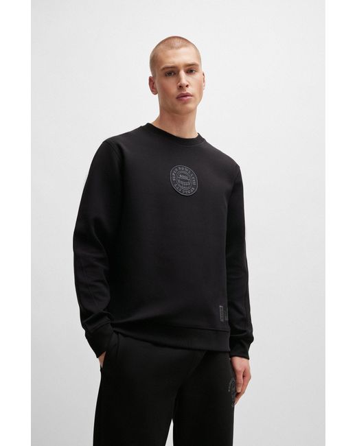 Boss Black X Nfl Cotton-blend Sweatshirt With Metallic Print for men