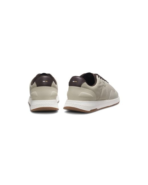 Boss White Ttnm Mesh Trainers With Smooth Trims for men