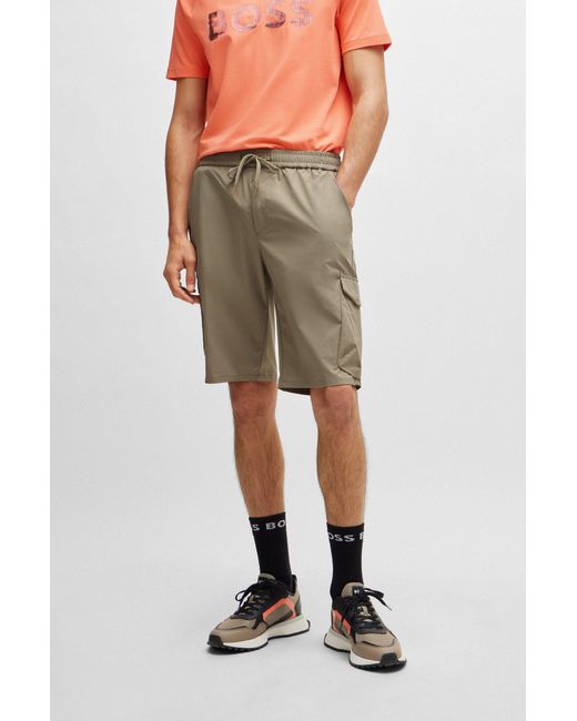 Boss Green Tapered-fit Shorts In Easy-iron Quick-dry Poplin for men