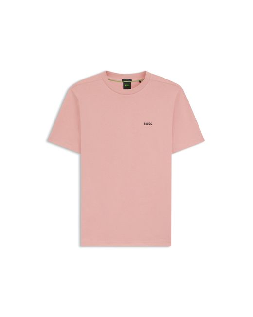 Boss Pink Stretch-Cotton T-Shirt With Logo Detail for men