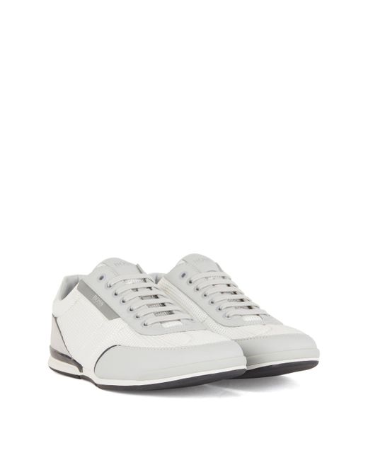 BOSS by HUGO BOSS Lage Sneakers Van Mesh Met Gerubberde Details in het Wit  voor heren - Lyst