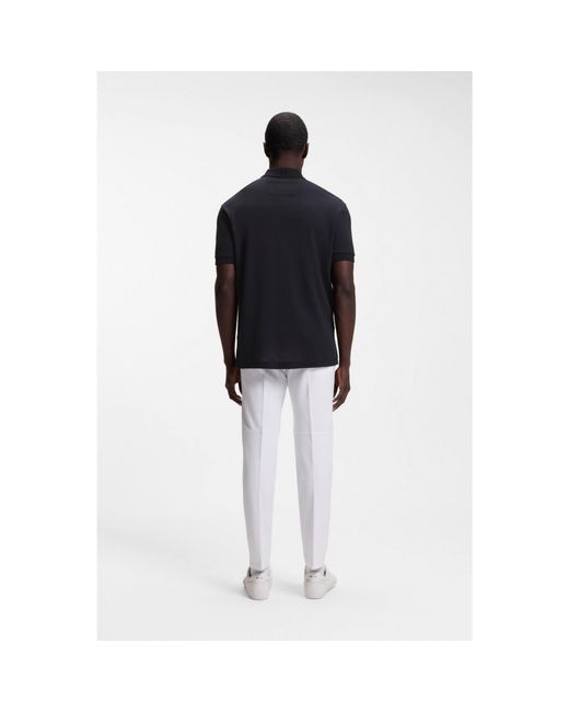Boss Blue Zip-Neck Polo Shirt for men