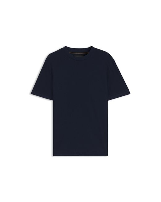Boss Blue Cotton T-Shirt With Two-Tone Piqué Structure for men