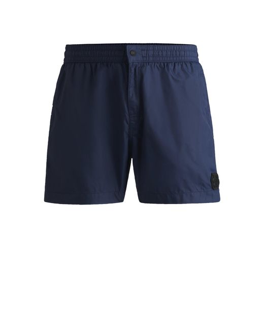 Boss Blue Fully Lined Swim Shorts With Double B Monogram for men