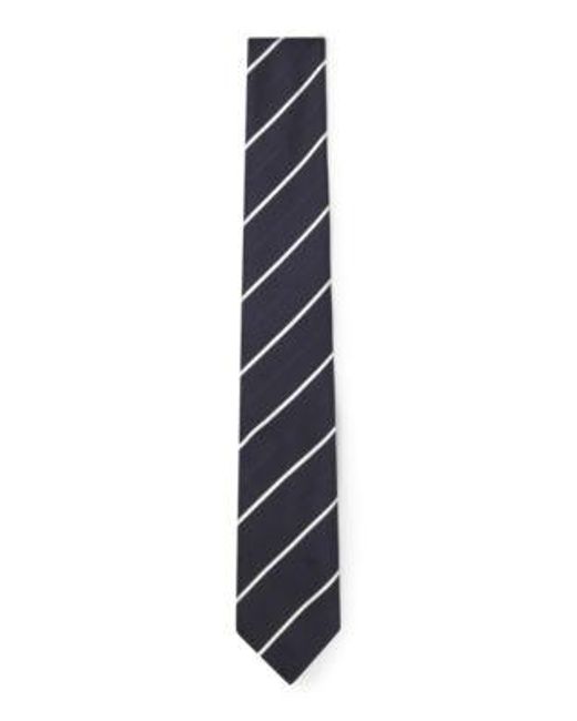 Cravate En Soie Mélangée À Rayures En Diagonale Boss pour homme en coloris White